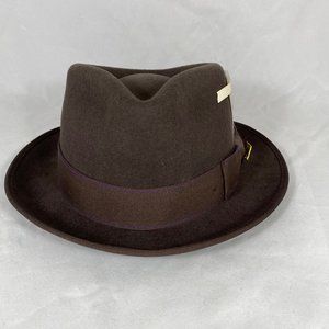 STACY ADAMS Diamond Crown Pinch Front Round Brim Fedora Hat SAW581 NWOT